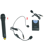 Complete with wireless hand-held mic, headset & lapel mic with bodypack transmitter